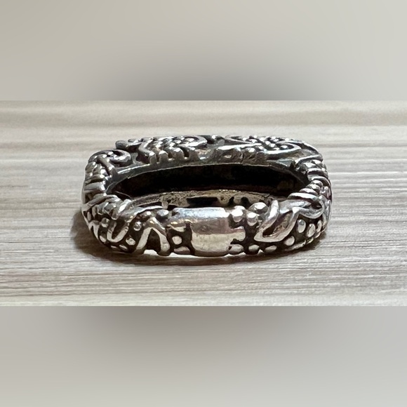 Vintage Designer Dian Malouf Sterling Silver Tall Tribal Stack Ring, Size 6.5 - Picture 5 of 13